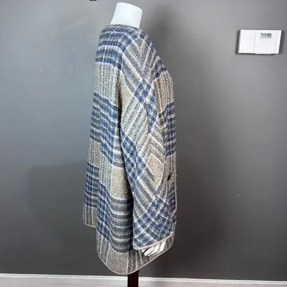 Basler‎ jacket women's Large XL wool long plaid blazer overcoat FR 46 lagenlook